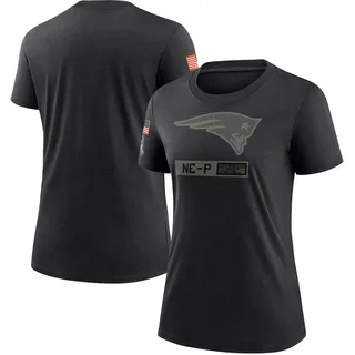 Women's New England Patriots Black 2020 Salute To Service Performance T-Shirt