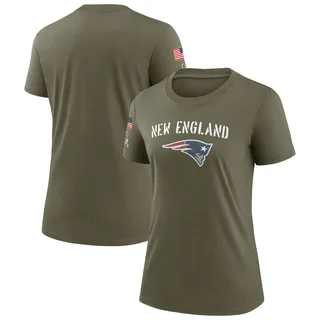 Women's New England Patriots Olive 2022 Salute To Service Legend T-Shirt